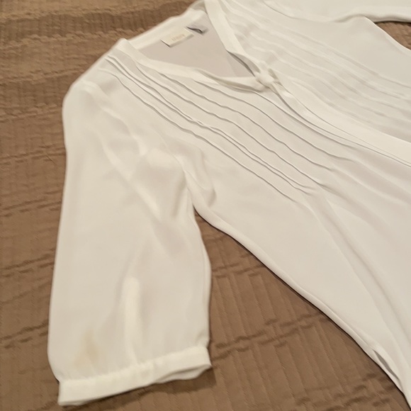 Chico’s top, sheer white polyester, tie, XS to S - Picture 6 of 8